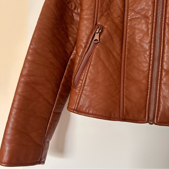 Marc New York Andrew Marc Women Brown Faux Vegan Leather Jacket Size M - Picture 3 of 12